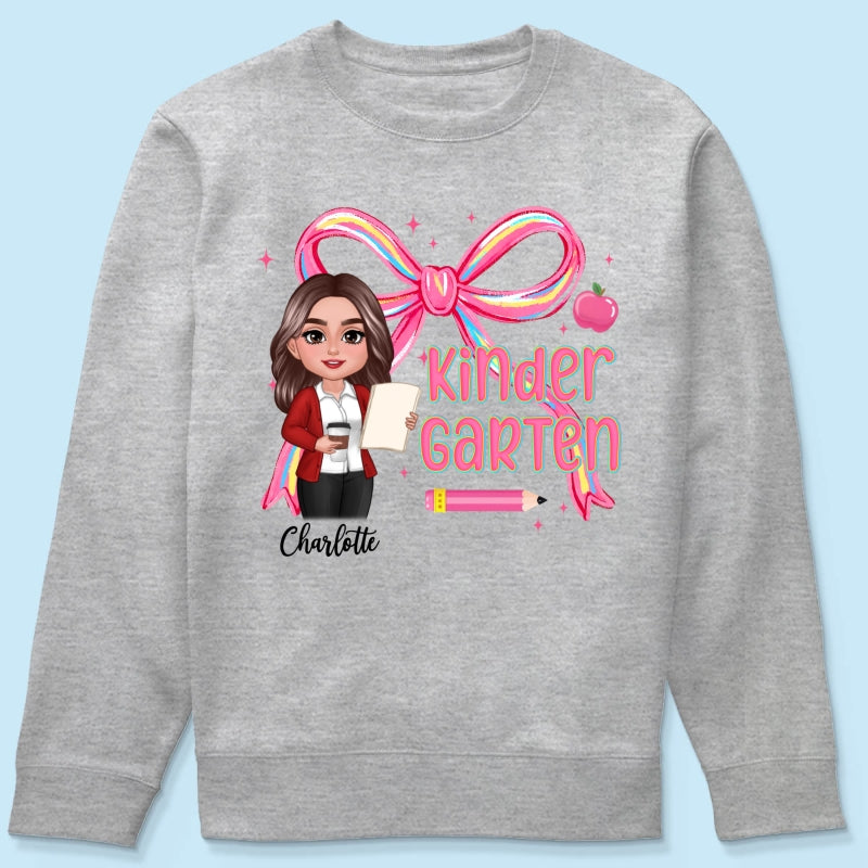 Preppy Style Pinky Teacher Custom Grade Personalized Shirt