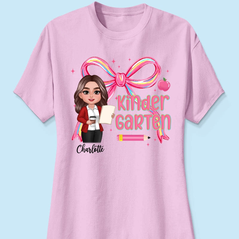 Preppy Style Pinky Teacher Custom Grade Personalized Shirt