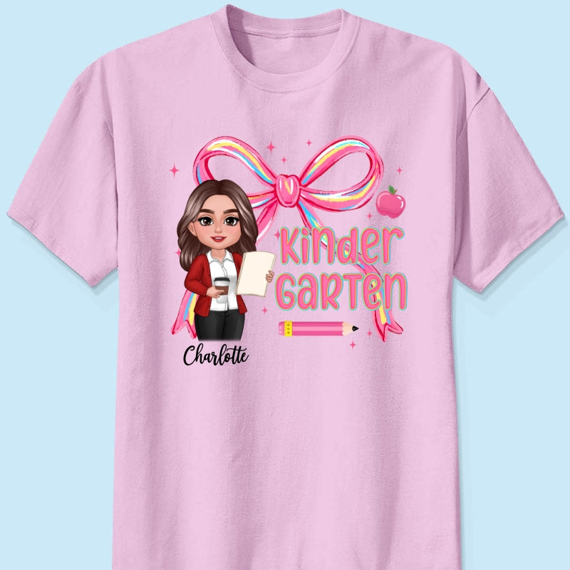Preppy Style Pinky Teacher Custom Grade Personalized Shirt