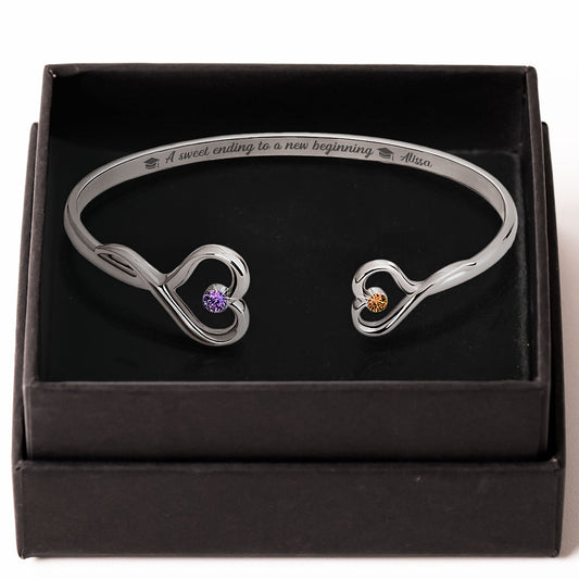 Graduation Bracelet A Sweet Ending To A New Beginning - Personalized Heart Bracelet