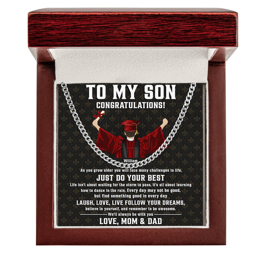 Graduation Gift For Son Believe In Yourself - Personalized Men's Cuban Link Chain