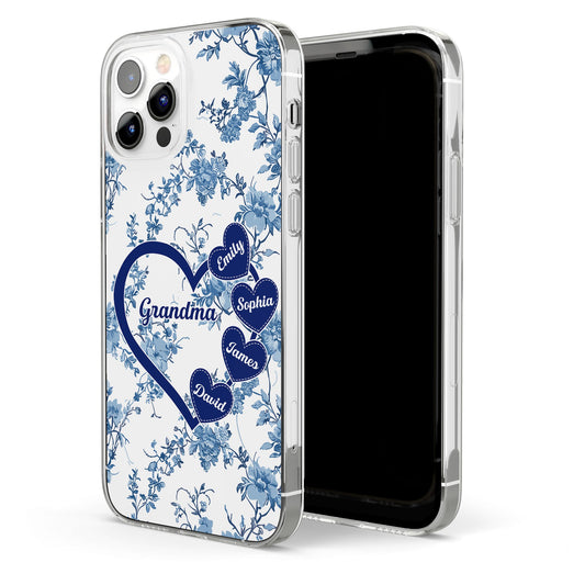 Grandma - Toile De Jouy Version - Personalized Clear Phone Case