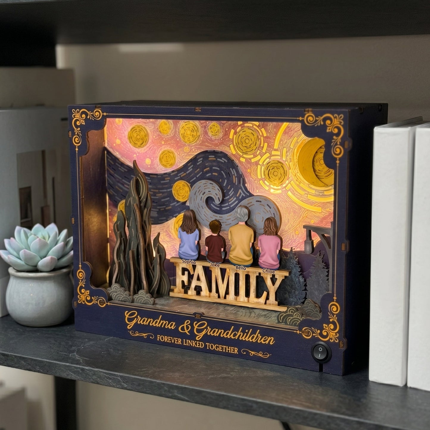 Grandma & Grandchildren Forever Linked Together - Personalized DIY Book Nook Kit