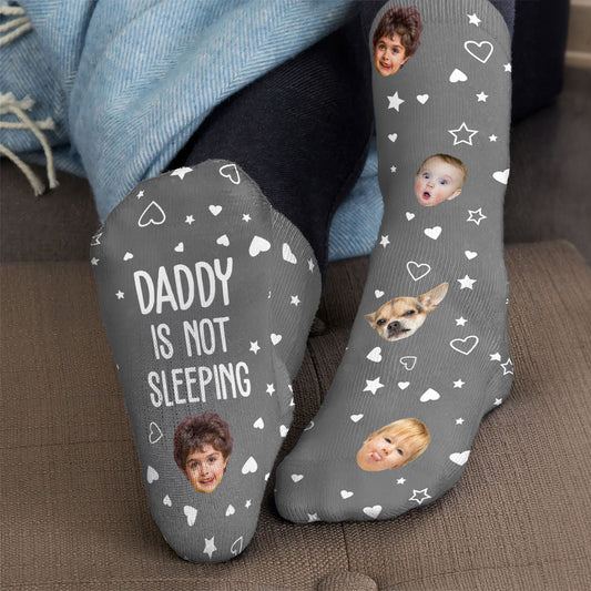 Father's Day Gifts, Grandpa, Dad Not Sleeping, He Is Resting His Eyes - Personalized Photo Crew Socks