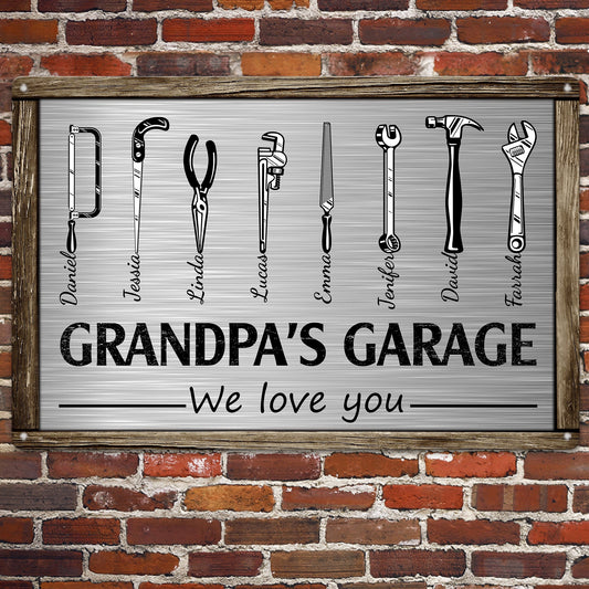Father's Day Gifts, Grandpa's Garage - Personalized Metal Sign