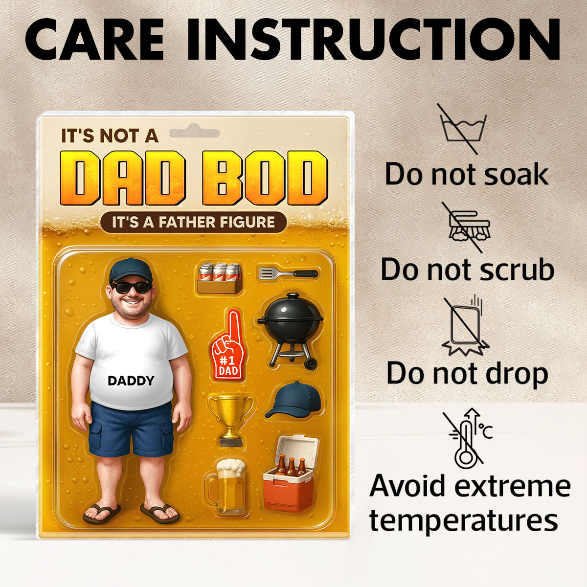 It's Not A Dad Bod, Father Figure Personalized Acrylic Block Plaque, Funny gift