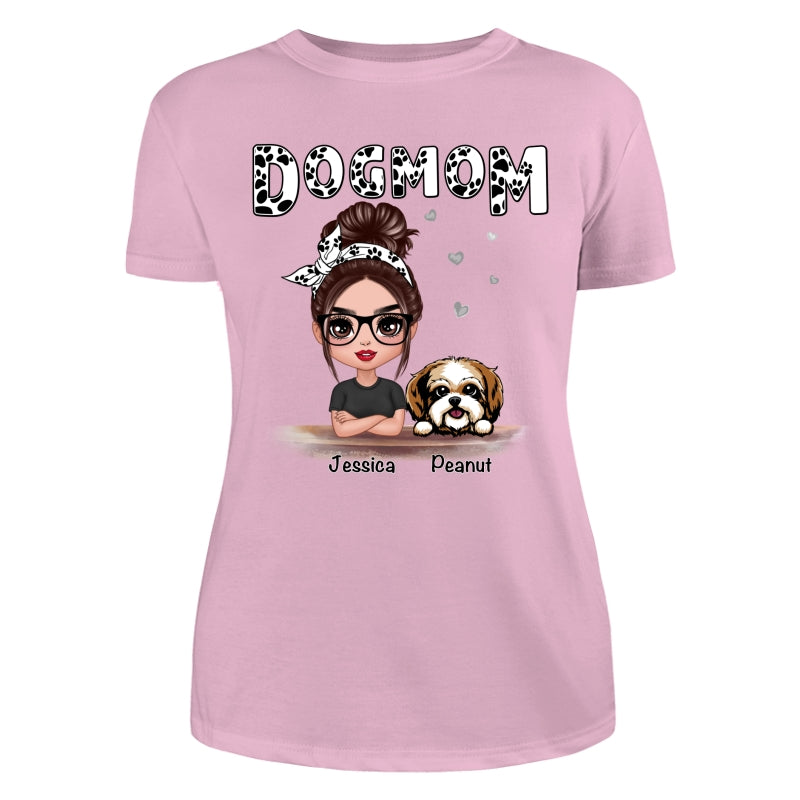 Doll Dog Mom Paw Pattern Personalized Shirt