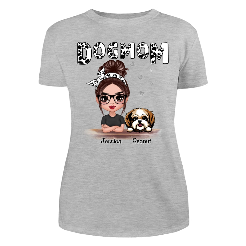 Doll Dog Mom Paw Pattern Personalized Shirt