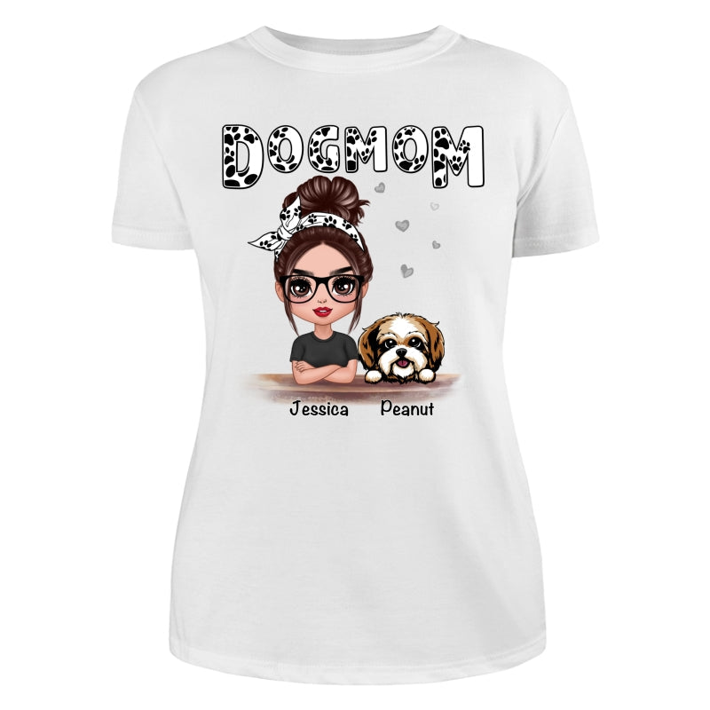 Doll Dog Mom Paw Pattern Personalized Shirt