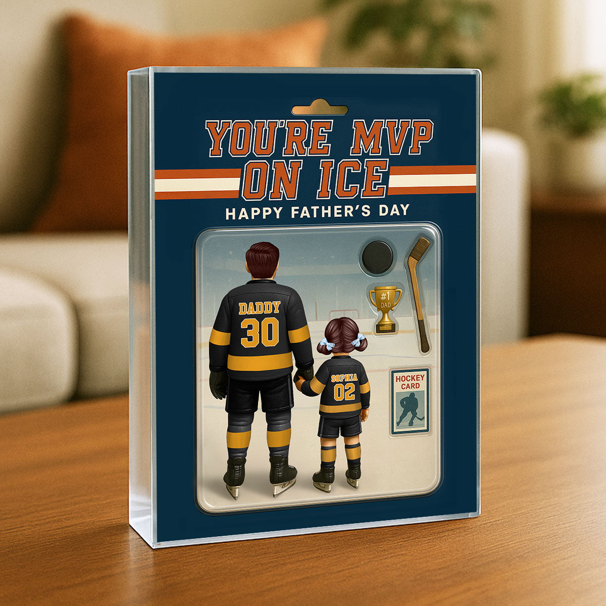 You're My MVP On Ice Hockey Dad Custom Action Figure Personalized Acrylic Block Plaque, Gift for Dads, Gift for Husband