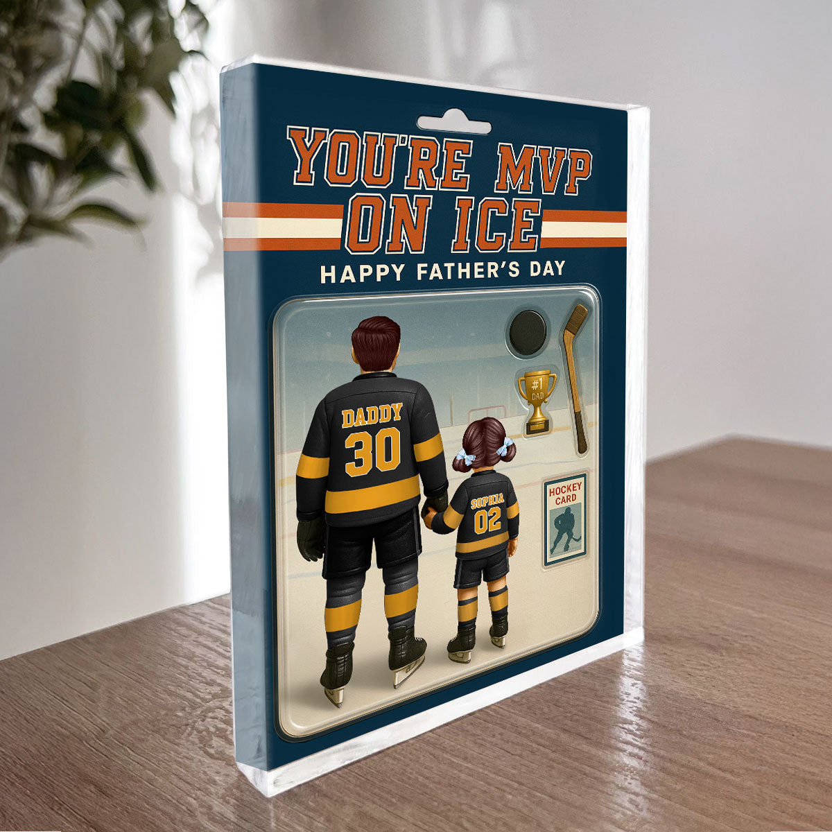 You're My MVP On Ice Hockey Dad Custom Action Figure Personalized Acrylic Block Plaque, Gift for Dads, Gift for Husband