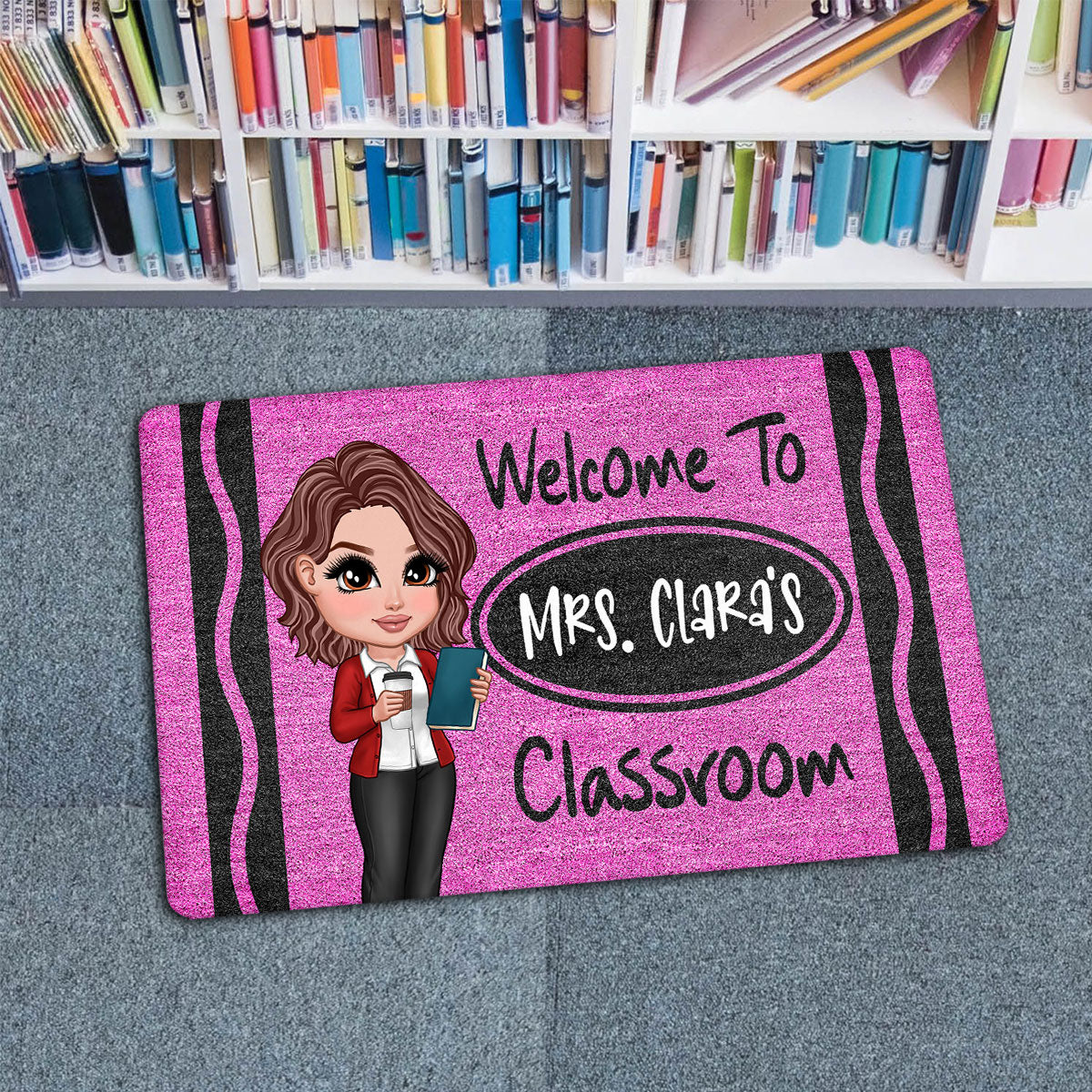 Y2K Teacher Crayon Welcome To Classroom Personalized Doormat