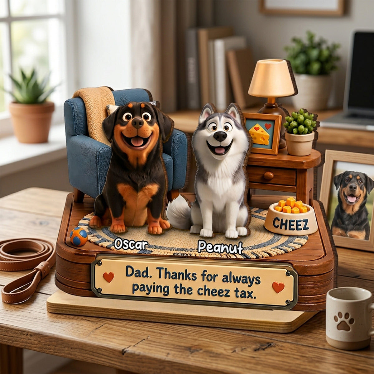 Cheese Tax Dog Dad - Personalized 2-Layered Wooden Plaque - Gift for Dog Dad