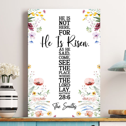 He Is Risen As He Said Easter Decor Cross Flower - Personalized Poster