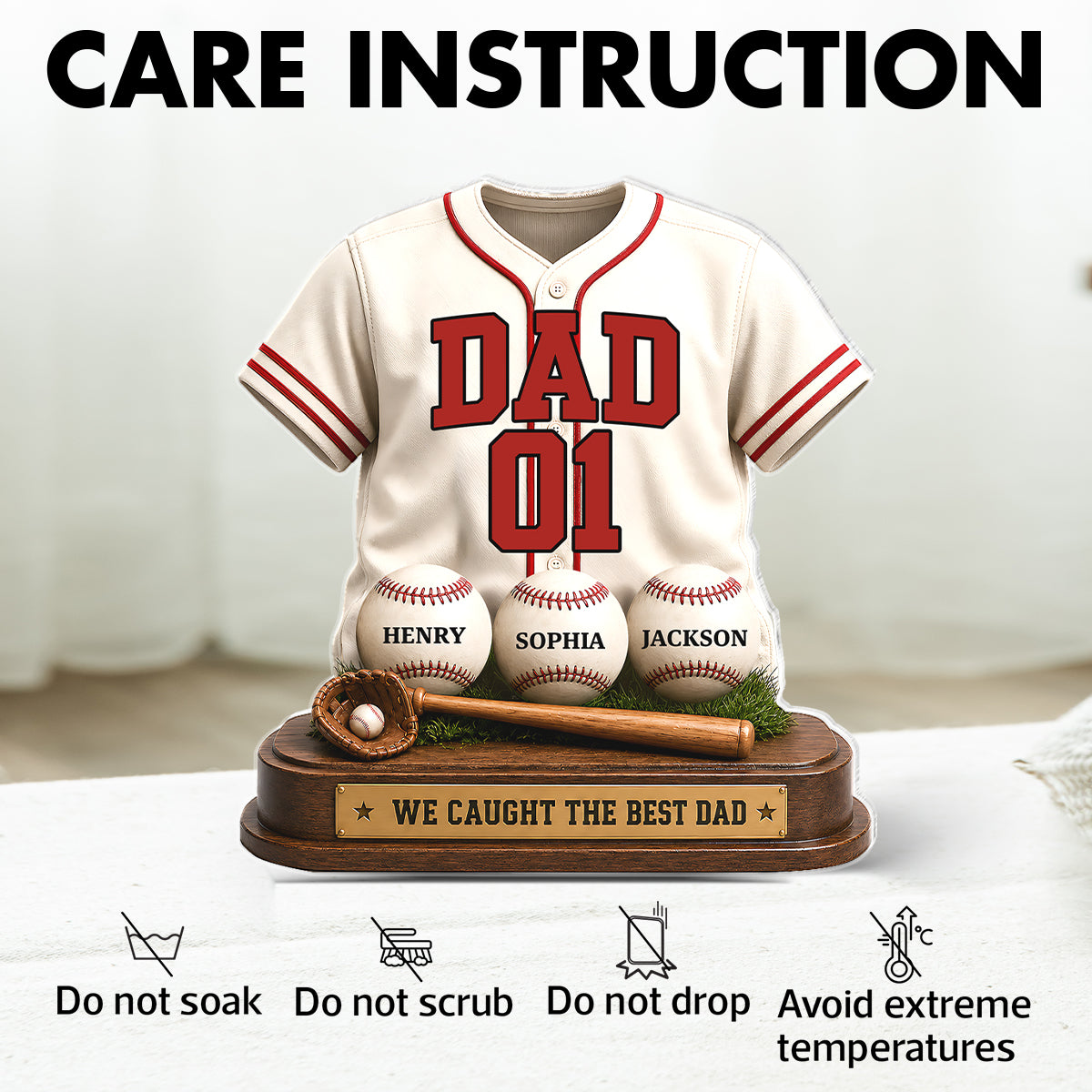 Baseball Dad Legend We Caught The Best Dad - Personalized Acrylic Block Plaque - Gift For Dad, Husband