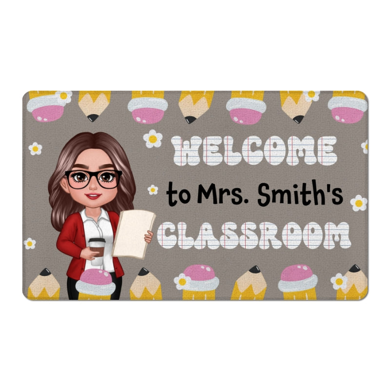 Classroom Decoration Welcome To Teacher Classroom Pencil Personalized Doormat