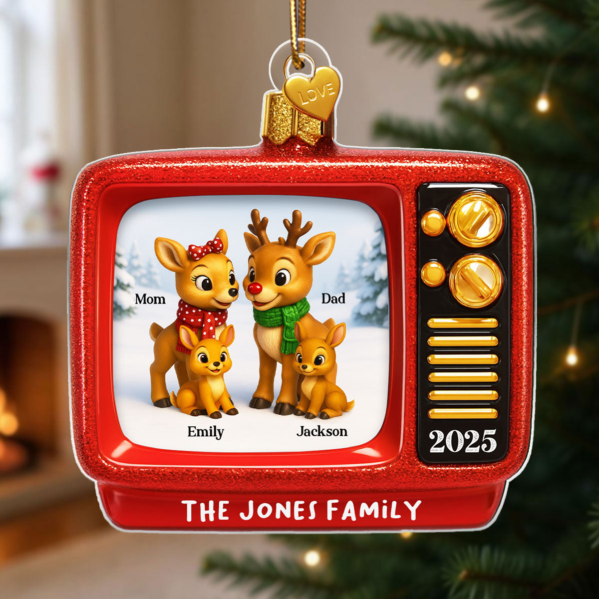 Christmas Classic Reindeer on TV Personalized Acrylic Ornament