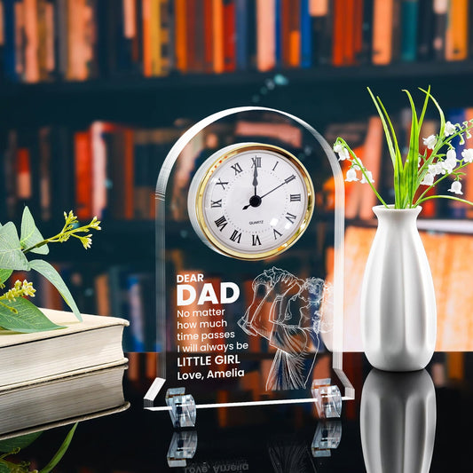 Father's Day Gifts, How Much Time Passes, I Will Always Be Your Little Girl, Boy - Personalized Desk Clock
