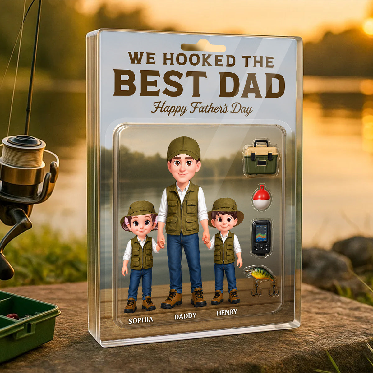 Fishing We Hooked The Best Dad - Personalized Acrylic Block Plaque - Gift For Dad