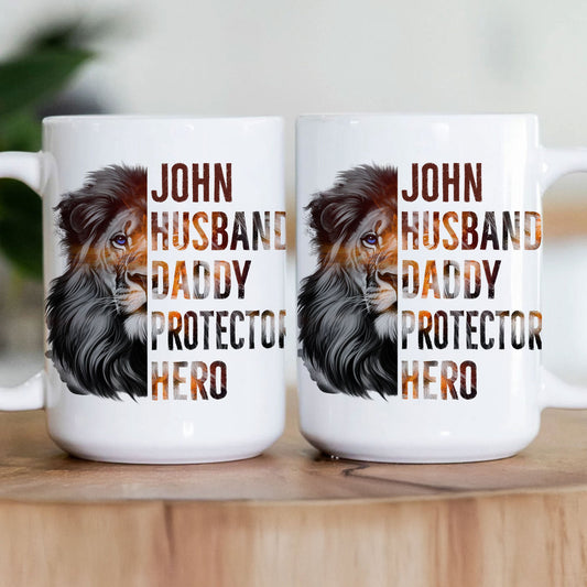 Father's Day Gifts, Husband, Daddy, Protector, Hero - Personalized Mug