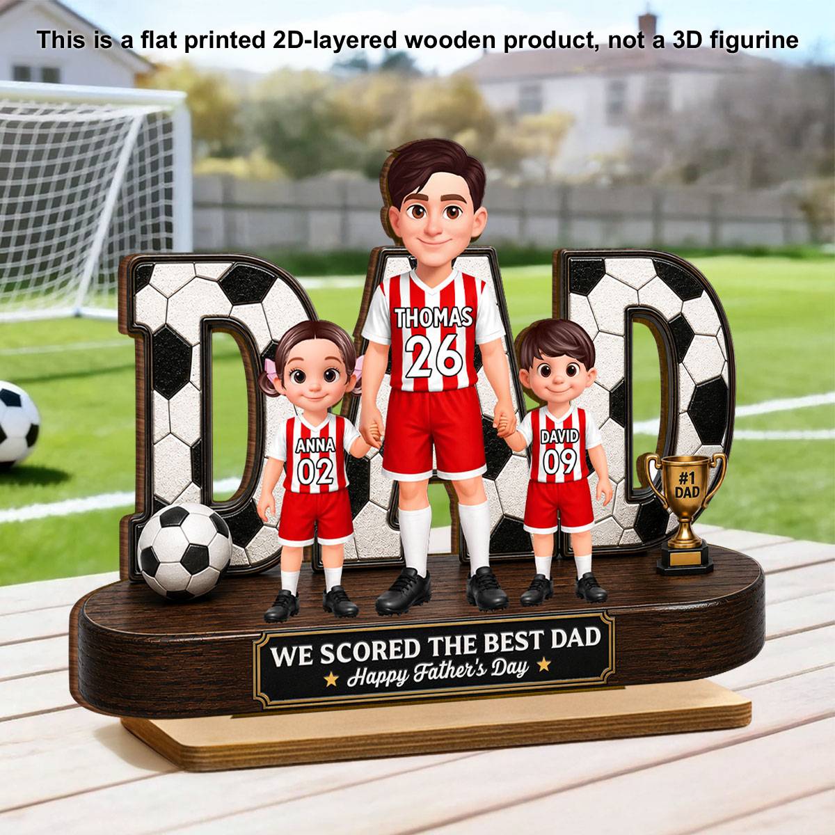 Soccer Dad Legend We Scored The Best Dad - Personalized 2-Layered Wooden Plaque - Gift For Dad, Husband, Soccer Lovers
