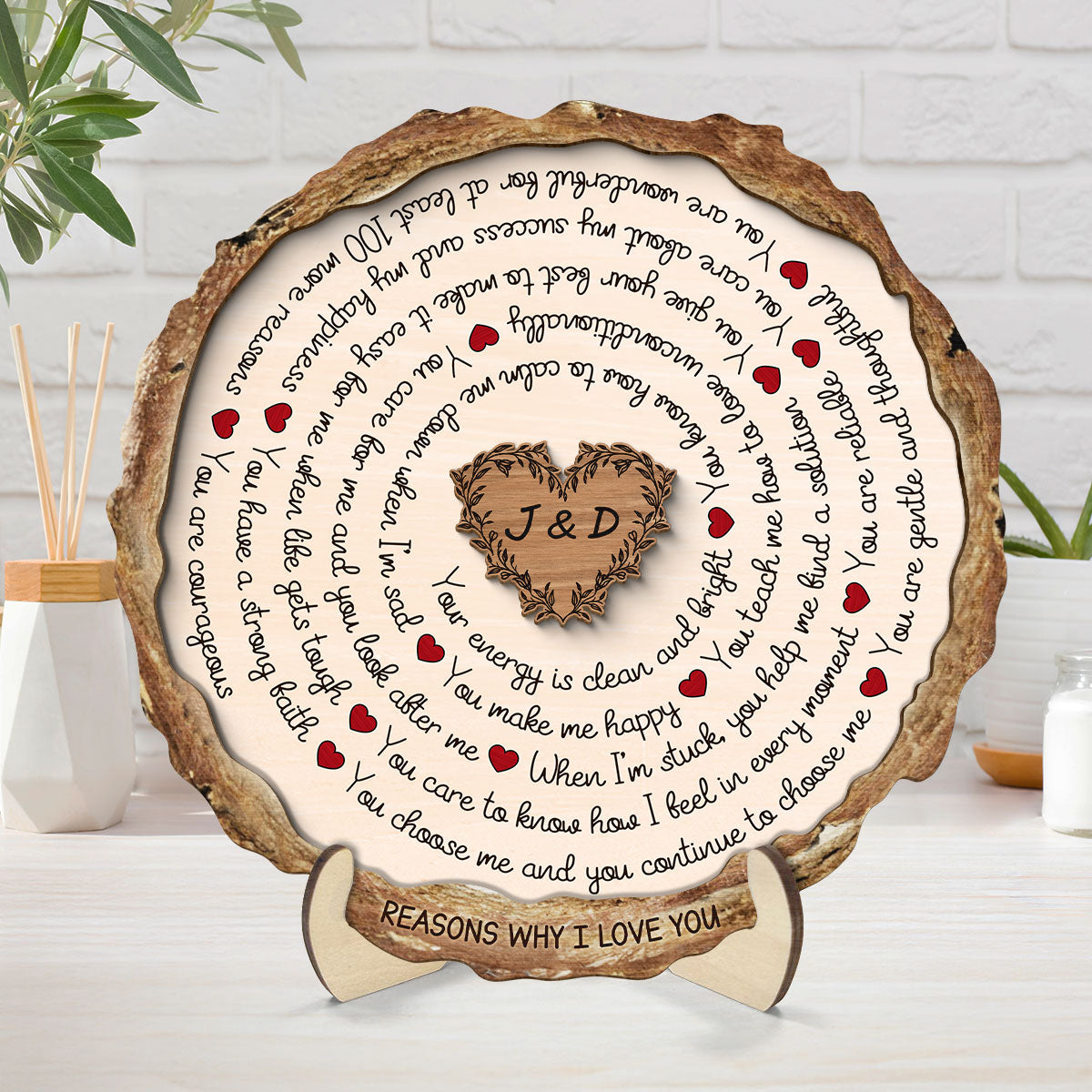Reasons Why I Love You Spiral Text Gift For Him Or Her Personalized 2-Layer Wooden Plaque