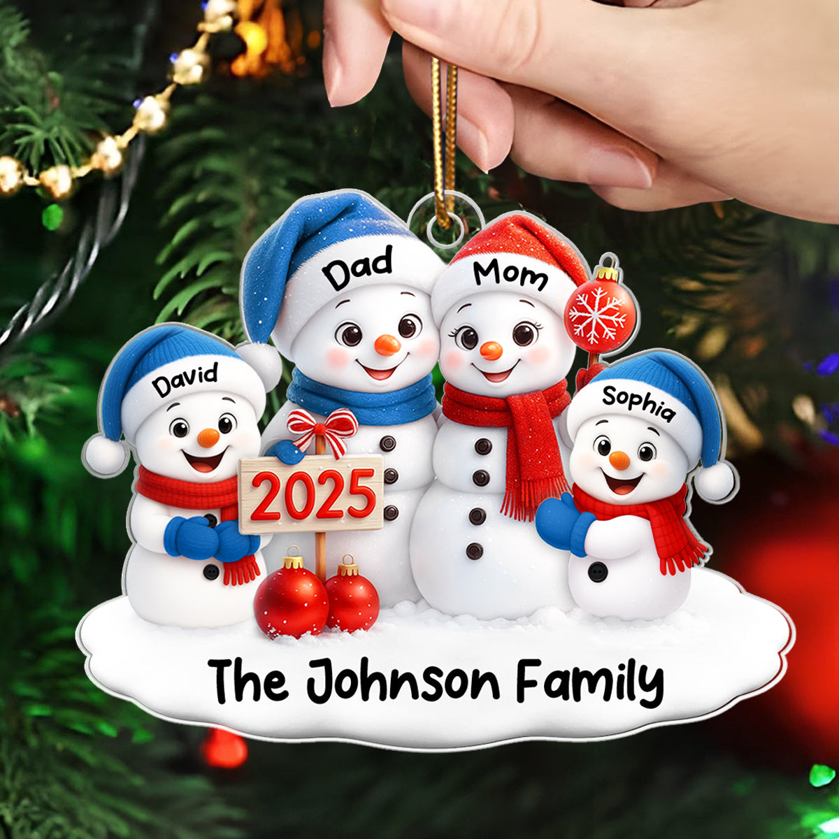 Family Snowmen 2025 - Personalized Acrylic Ornament - Festive Christmas Decor, Christmas Gift for Family