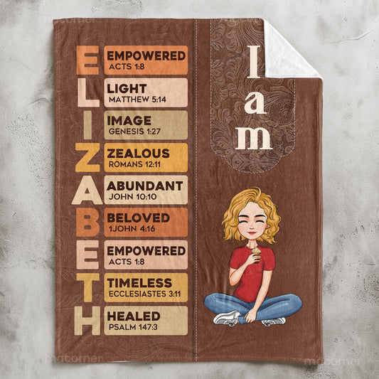 I Am Name Letter In Bible - Personalized Blanket