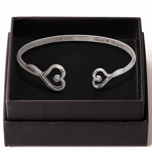 I F*cking Love You Funny Gift For Her - Personalized Heart Bracelet
