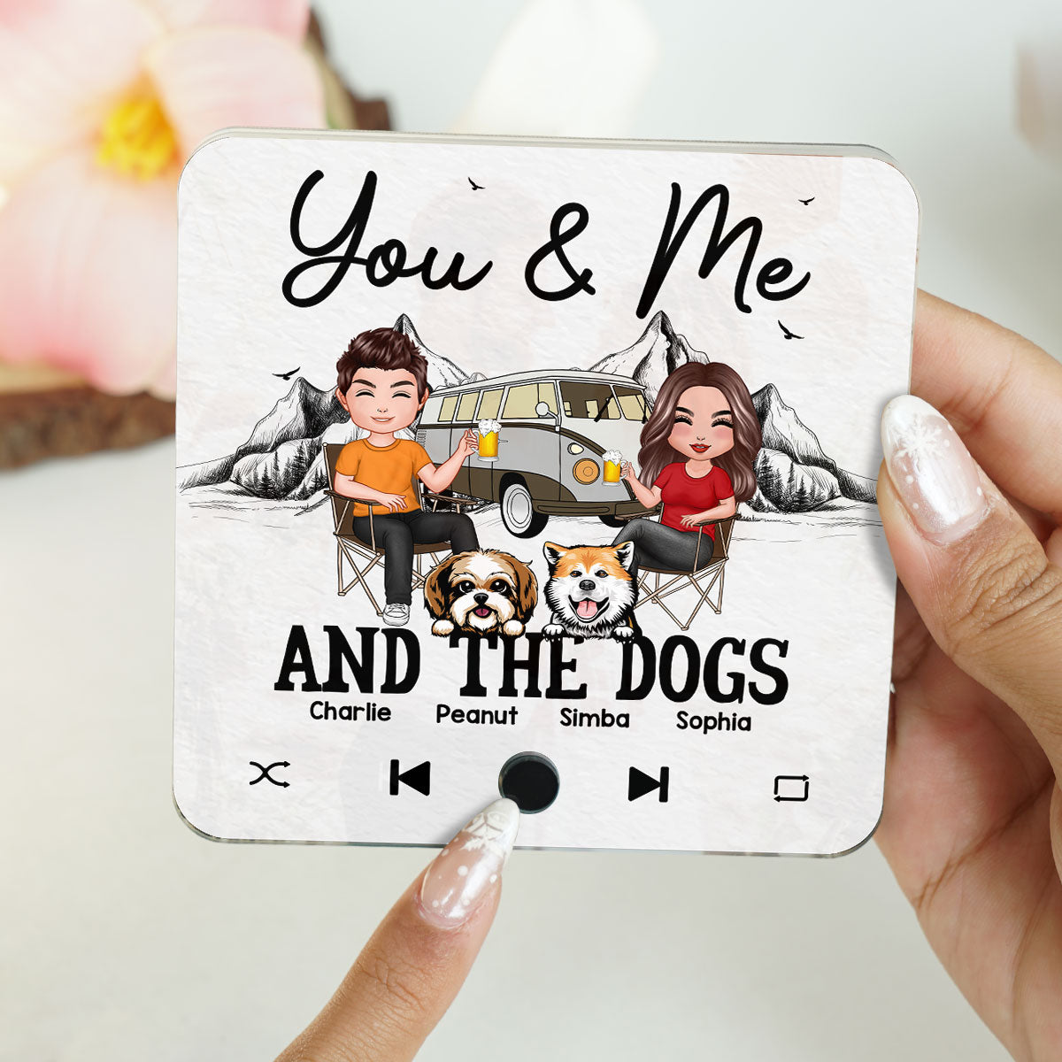 You Me & The Dogs Camping Couple Gift For Camping Lover Personalized Music Fridge Magnet