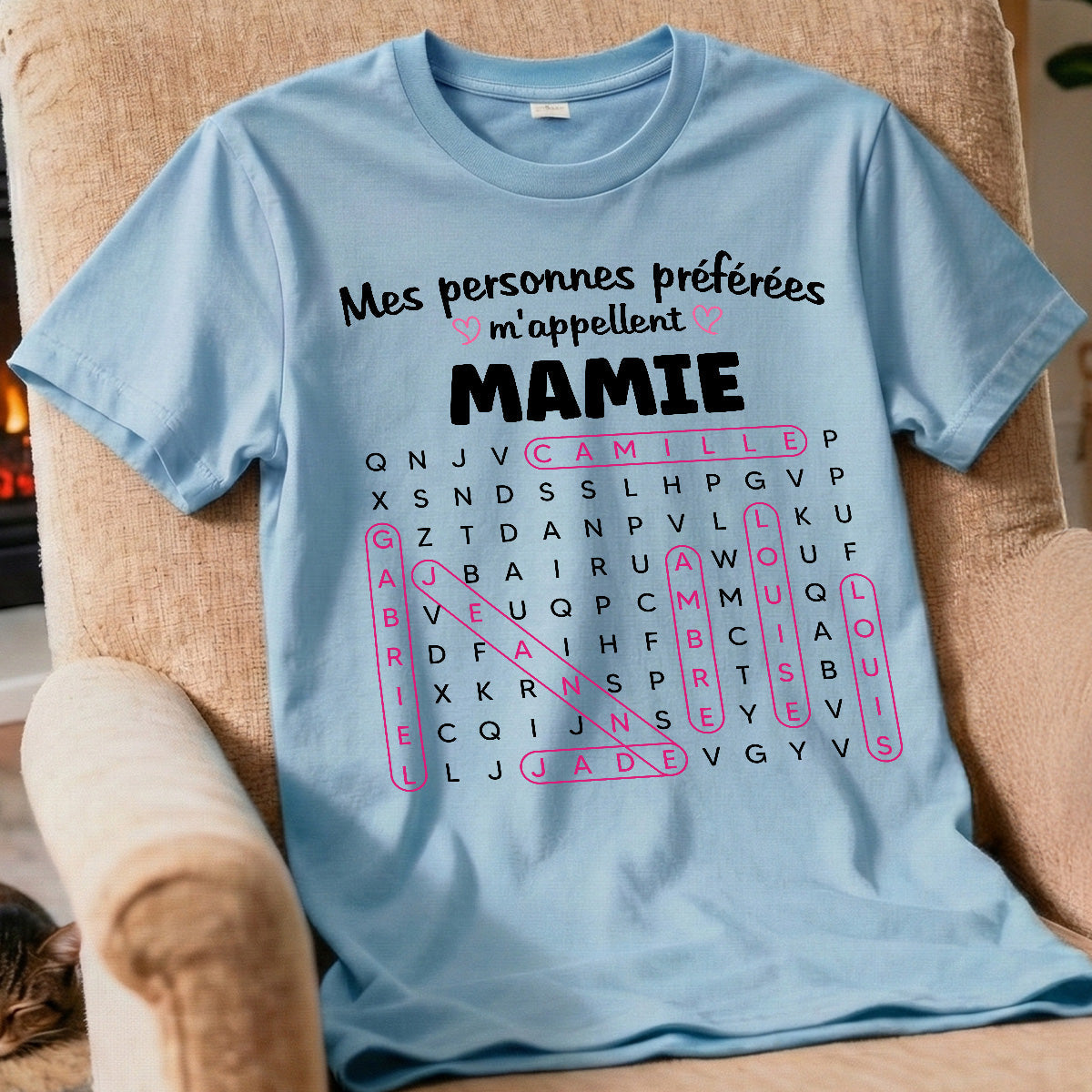 T-shirt Personnalis Mots Flchs - Mes personnes prfres m'appellent Mamie - Cadeau pour Grand-Mre