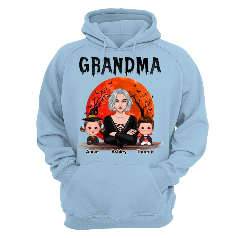 Grandma Mom Witch With GrandKids Halloween Woman Vector Personalized Shirt