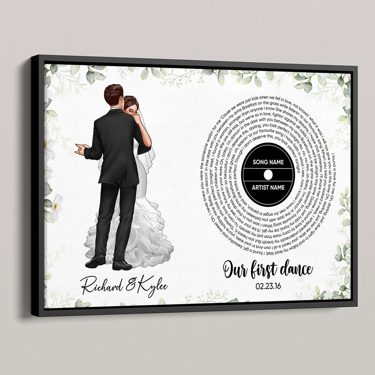 Wedding Song Vinyl Lyrics, Our First Dance Groom Bride Dancing Personalized Poster, Valentines Day Gift, Anniversary Gift for Couple, for Him for Her