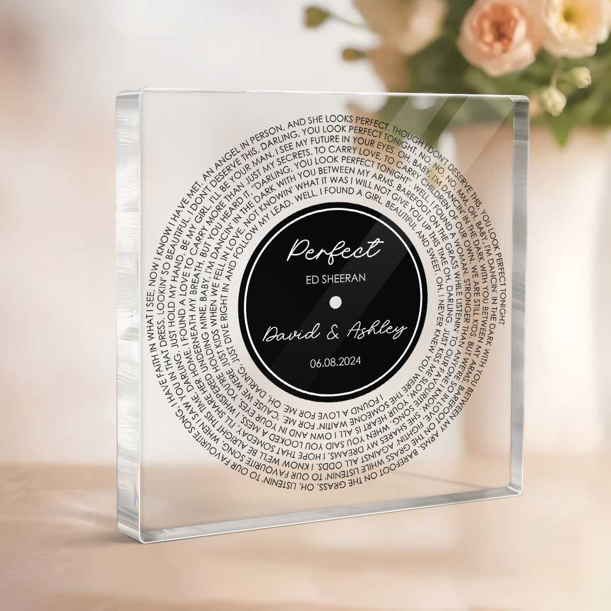 Custom Couple Favorite Song Vinyl Record Personalized Square Acrylic Block Plaque, Heartfelt 2025 Gift For Couple, For Him, For Her