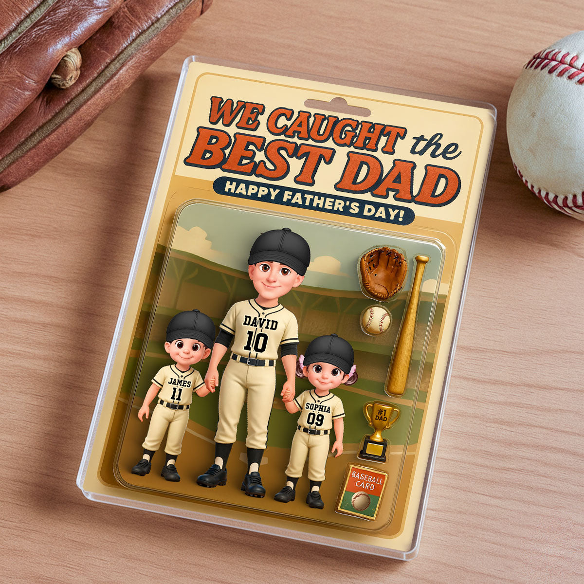 Baseball Things We Caught The Best Dad - Personalized Acrylic Block Plaque - Gift For Baseball Dad