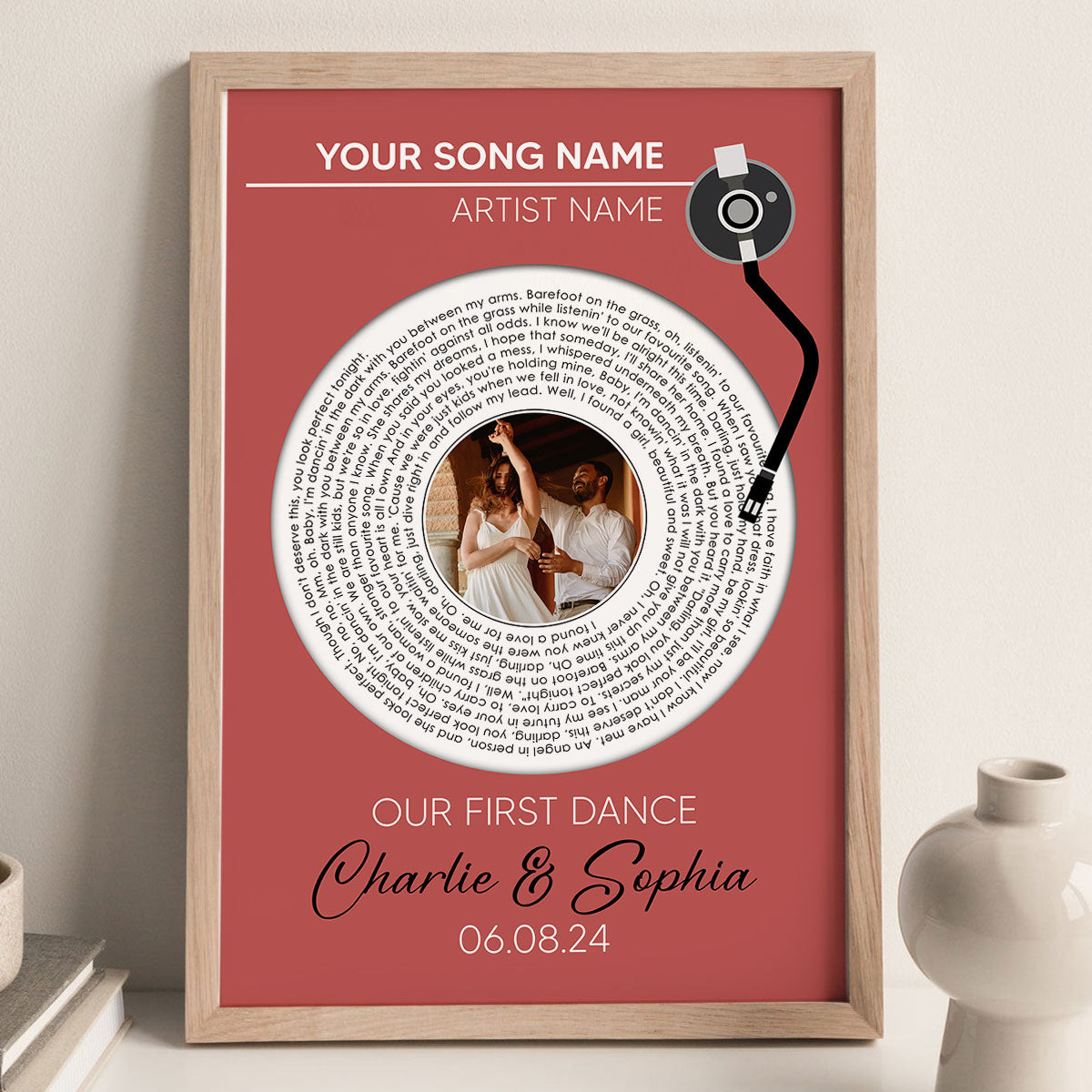 Upload Photo Custom Vinyl Lyrics Personalized Poster, Music Gift, Wedding Song Dance, Anniversary Gift For Him, For Her, For The Couple