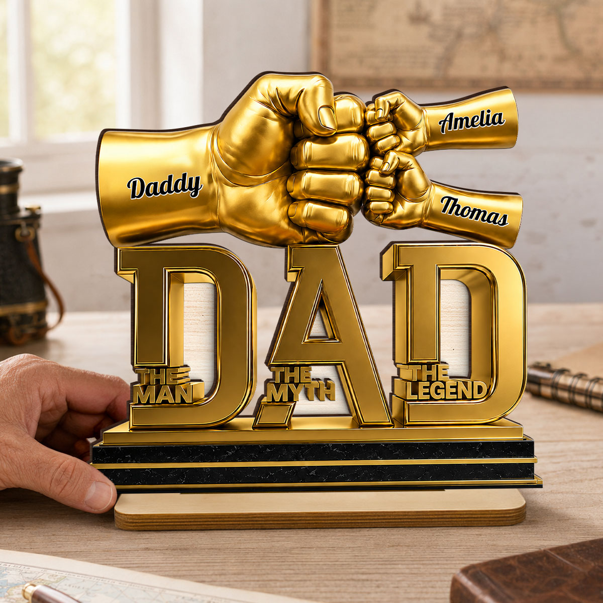 Dad The Man The Myth The Legend - Personalized 2-Layered Wooden Plaque - Gift for Dad, Husband
