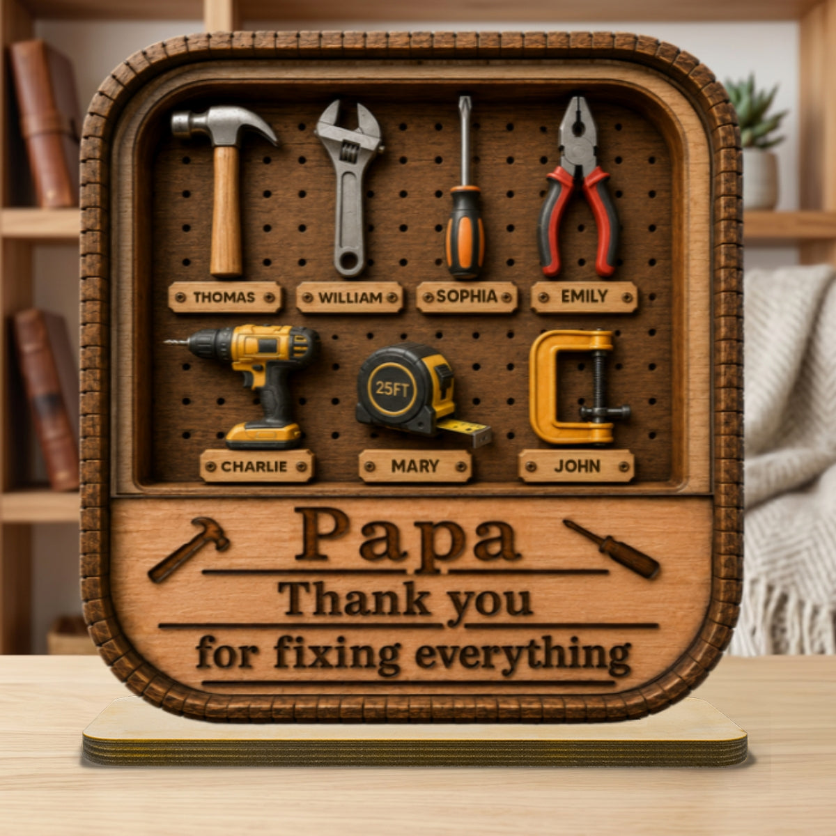 Dad Grandpa Tool Box - Personalized 2-Layered Wooden Plaque - Gift For Dad, Husband