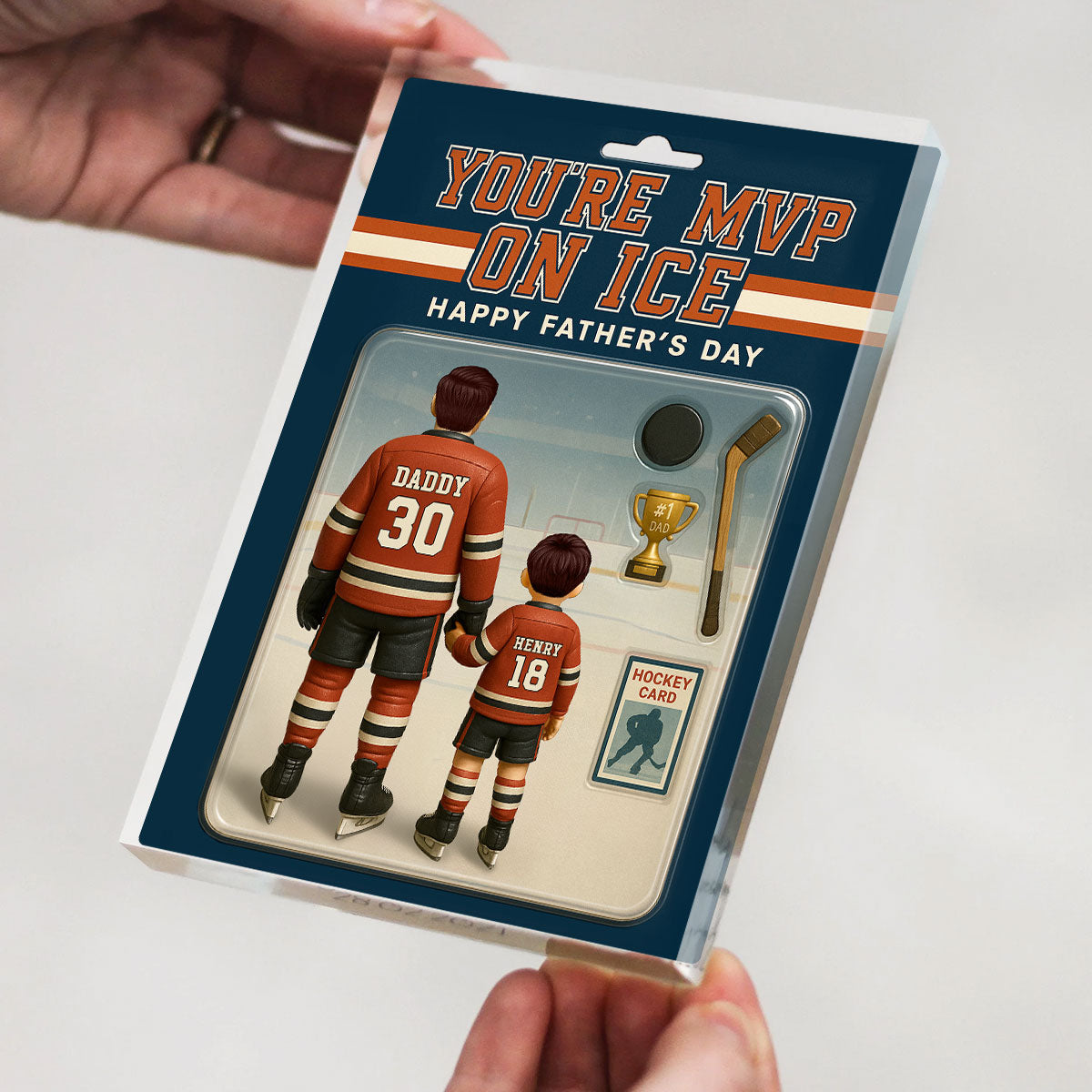 You're My MVP On Ice Hockey Dad Custom Action Figure Personalized Acrylic Block Plaque, Gift for Dads, Gift for Husband