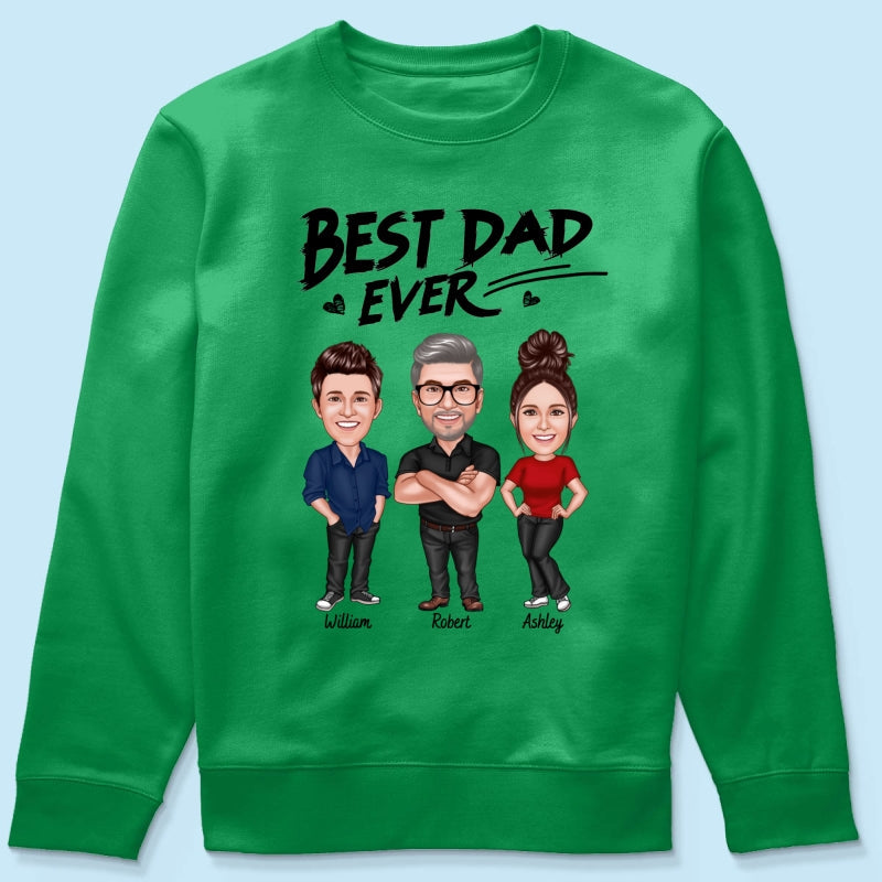 Best Dad Ever Caricature Man And Kids Personalized Shirt, Father's Day gift for Dad, for Grandpa, for Husband