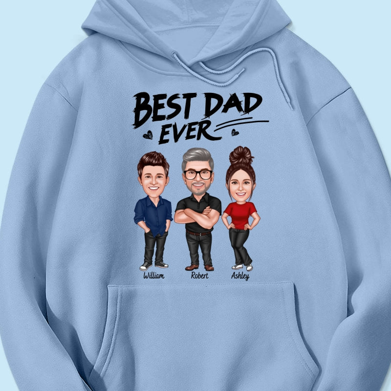 Best Dad Ever Caricature Man And Kids Personalized Shirt, Father's Day gift for Dad, for Grandpa, for Husband