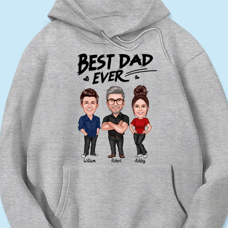 Best Dad Ever Caricature Man And Kids Personalized Shirt, Father's Day gift for Dad, for Grandpa, for Husband