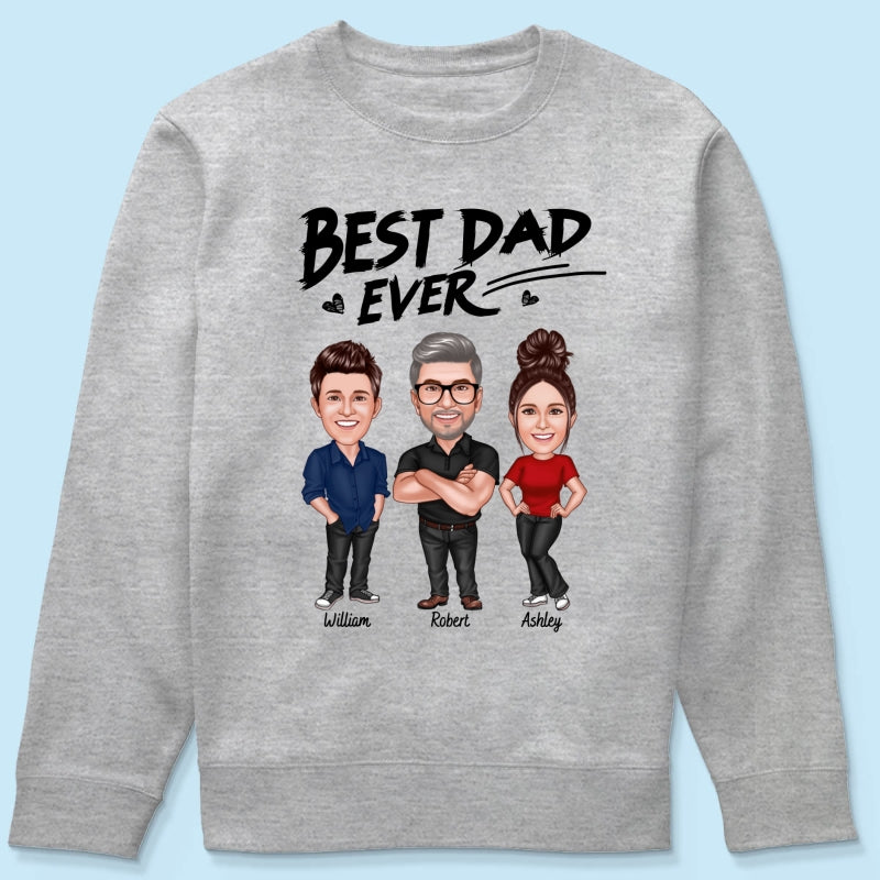 Best Dad Ever Caricature Man And Kids Personalized Shirt, Father's Day gift for Dad, for Grandpa, for Husband