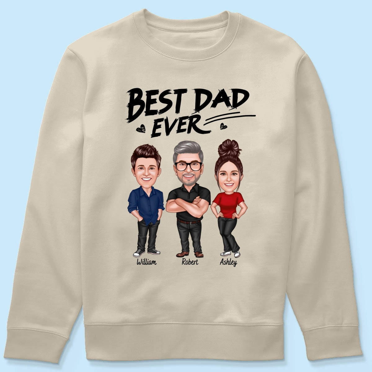 Best Dad Ever Caricature Man And Kids Personalized Shirt, Father's Day gift for Dad, for Grandpa, for Husband