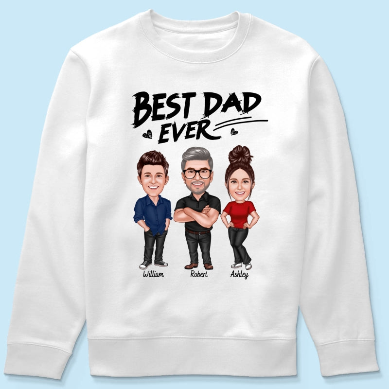 Best Dad Ever Caricature Man And Kids Personalized Shirt, Father's Day gift for Dad, for Grandpa, for Husband