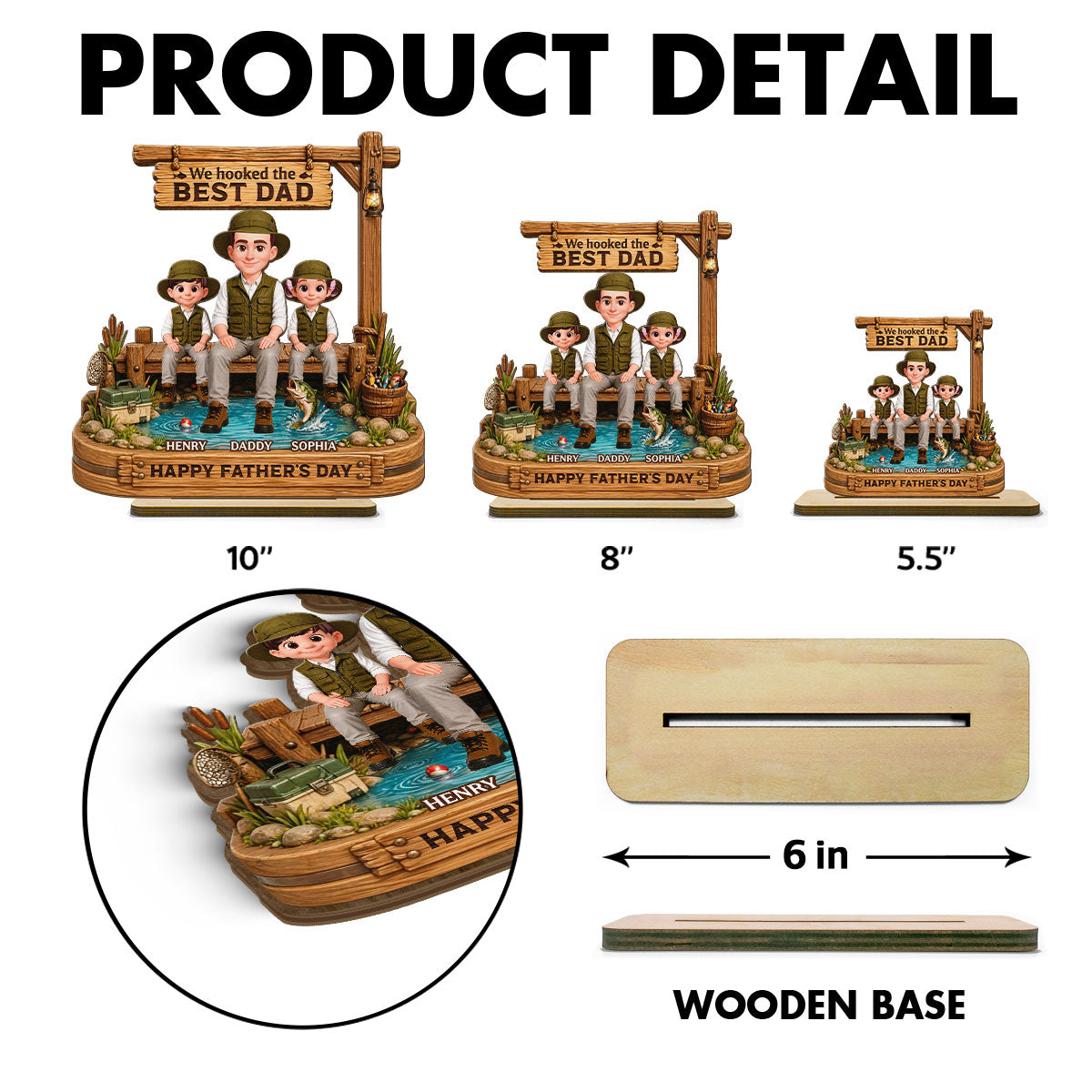 We Hooked The Best Dad Fishing - Personalized 2-Layered Wooden Plaque - Gift For Fishing Dad, Fishing Lovers