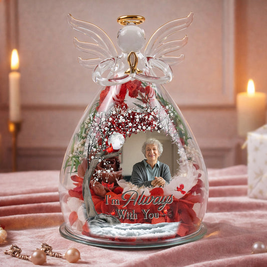 I'm Always With You - Personalized Flower In Glass Angel Figurines