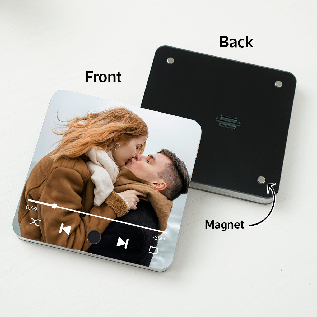 Couple Custom Photo Personalized Bluetooth Music Fridge Magnet, Gift For Couple