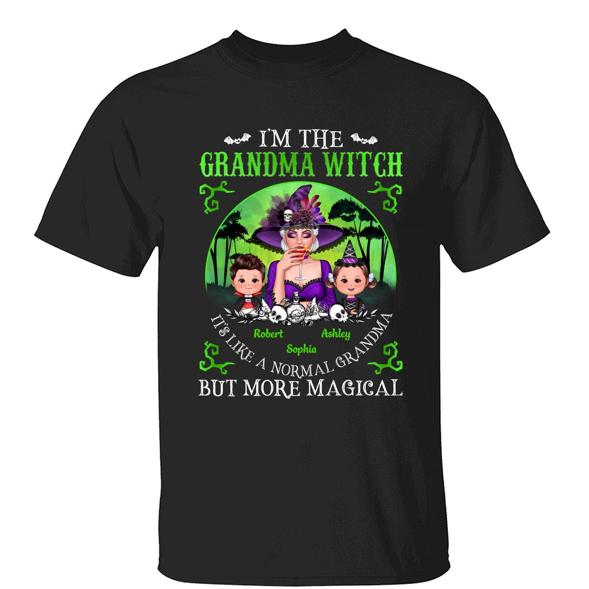 Grandma Mom Witch Neon Green Moon Halloween Personalized Shirt