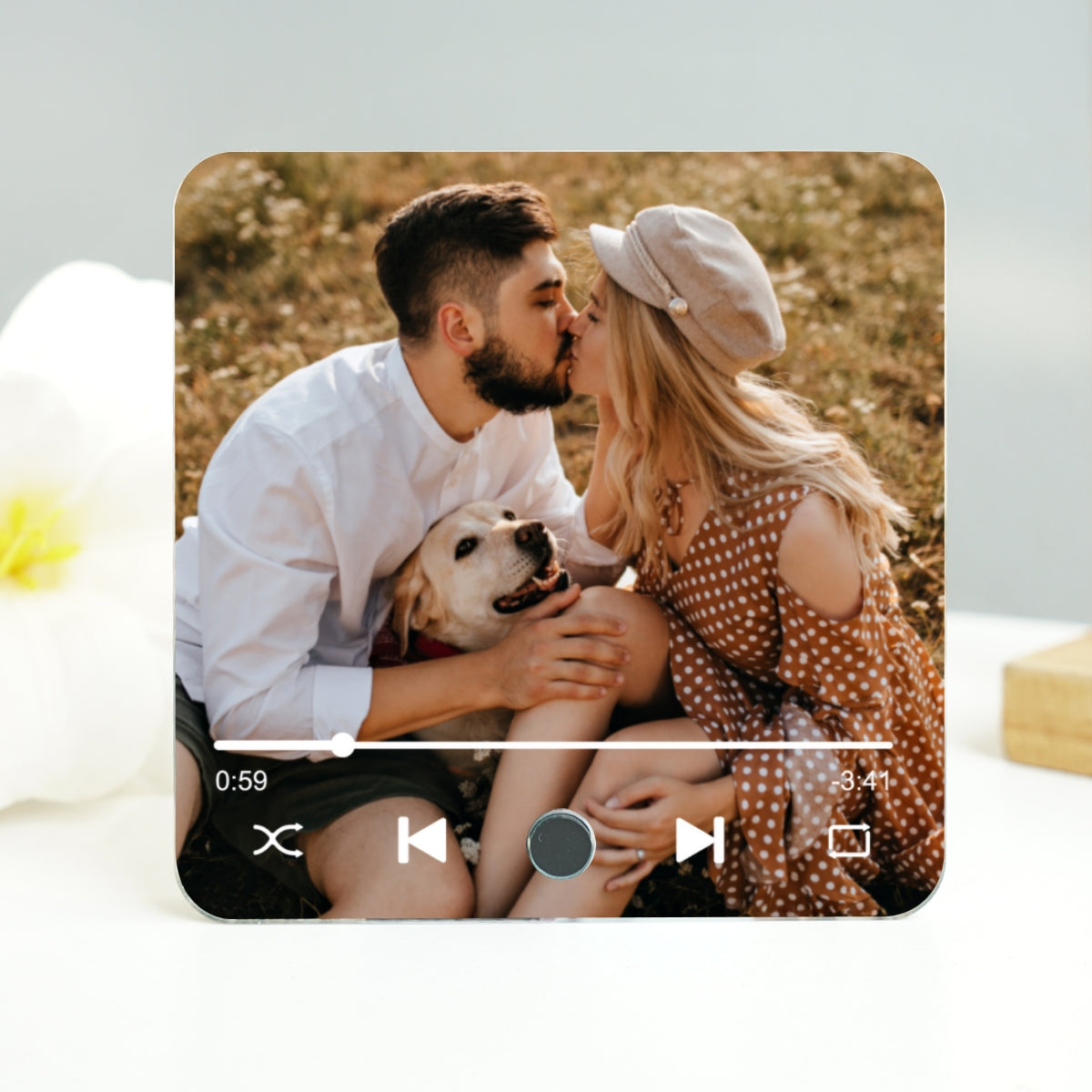Couple Custom Photo Personalized Bluetooth Music Fridge Magnet, Gift For Couple